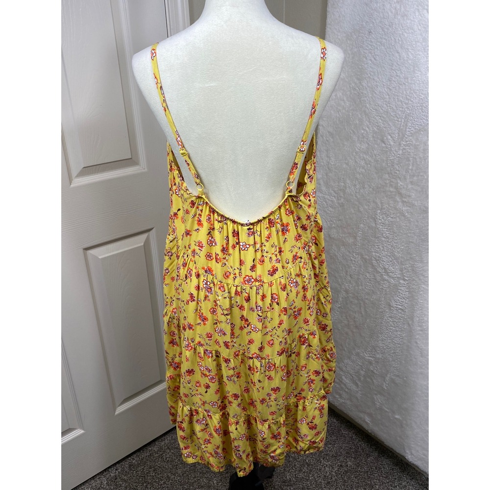 Old Navy Floral Yellow Tiered Summer Dress With Pockets Cottagecore Boho Size XL - Picture 4 of 7